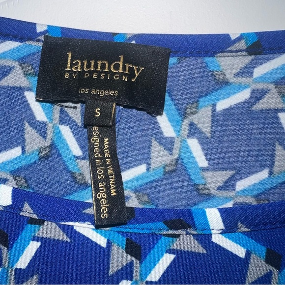 Laundry by Shelli Segal Blue Geometric Long-Sleeve Shift Dress size SMALL - Picture 5 of 11